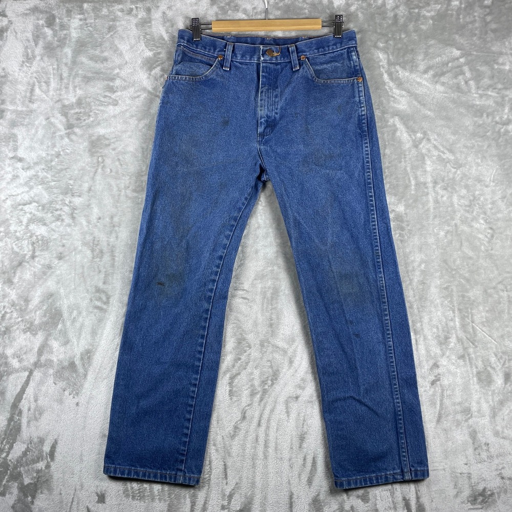 Wrangler 13MWZ Jeans Men 32x29 fits 31x28 Blue Cowboy Cut Rigid Denim